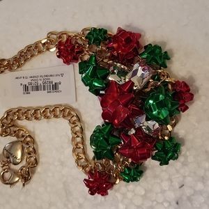 Betsey Johnson Gift Bow Bib gem 💎 necklace BOWS Holiday